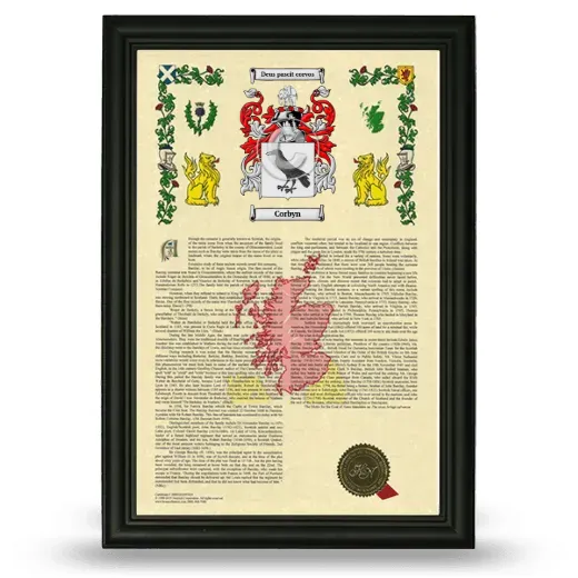 Corbyn Armorial History Framed - Black