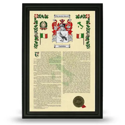 Corvetto Armorial History Framed - Black