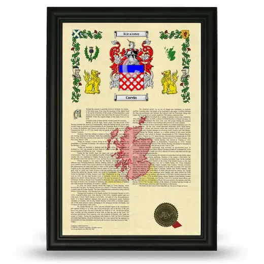 Corvin Armorial History Framed - Black