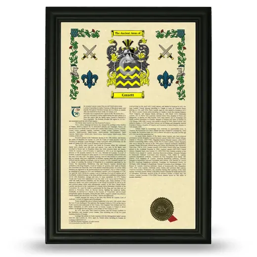 Cossett Armorial History Framed - Black