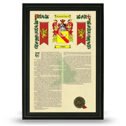 Cottel Armorial History Framed - Black