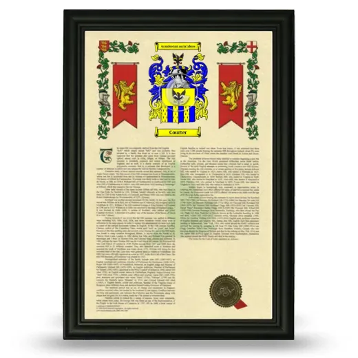 Courter Armorial History Framed - Black