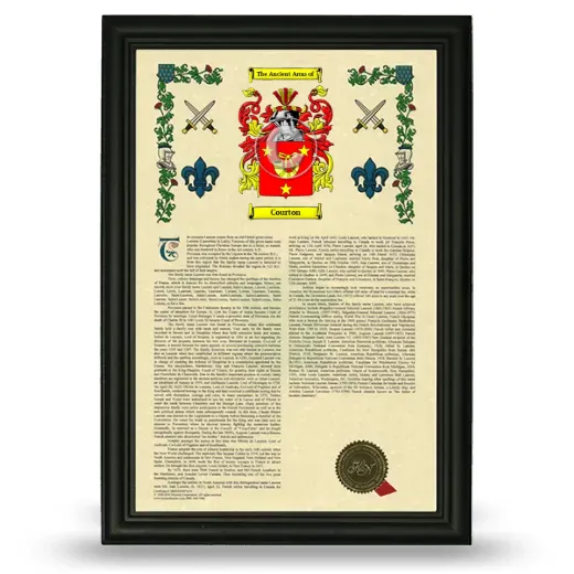 Courton Armorial History Framed - Black