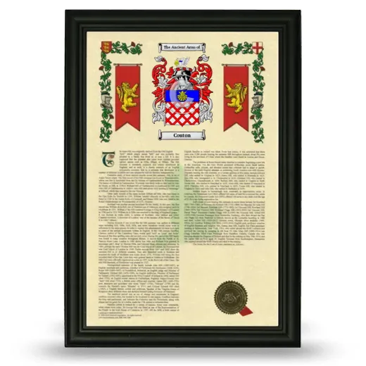 Couton Armorial History Framed - Black