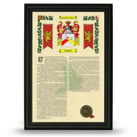 Couzens Armorial History Framed - Black