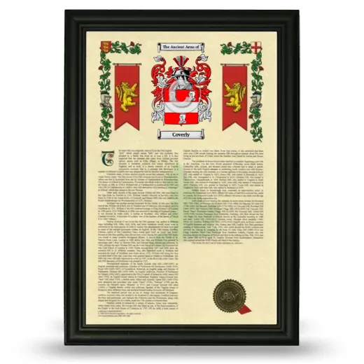 Coverly Armorial History Framed - Black
