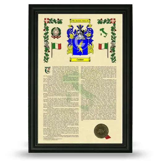 Cozine Armorial History Framed - Black