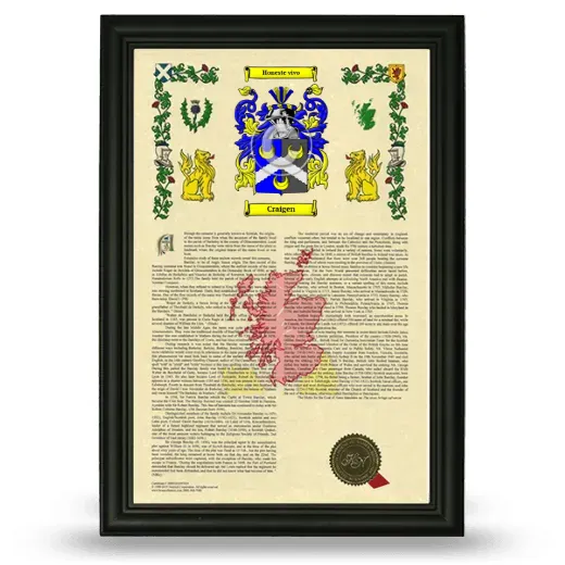 Craigen Armorial History Framed - Black