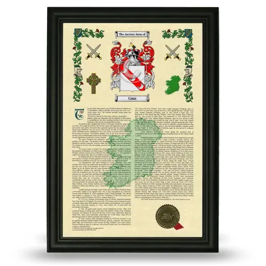 Cran Armorial History Framed - Black