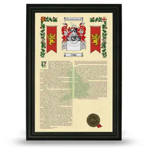 Crapp Armorial History Framed - Black