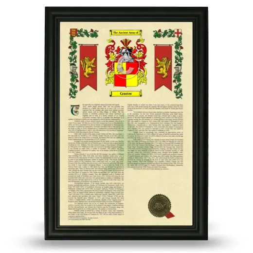 Craster Armorial History Framed - Black