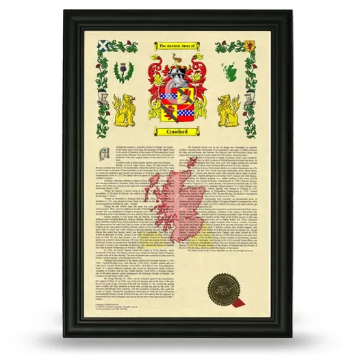 Crawford Armorial History Framed - Black