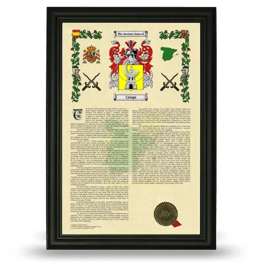 Crespi Armorial History Framed - Black