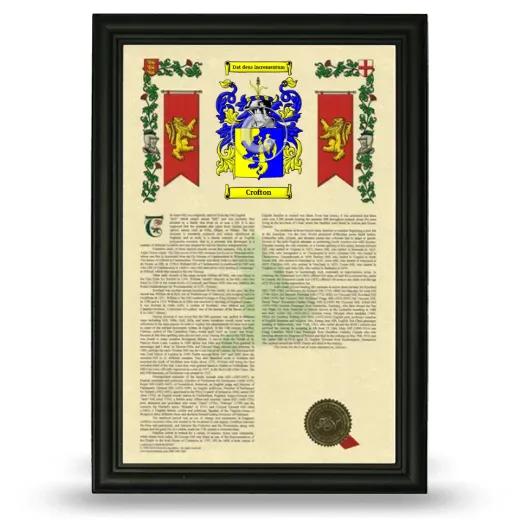 Crofton Armorial History Framed - Black