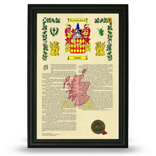 Croney Armorial History Framed - Black