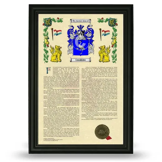 Cronkhite Armorial History Framed - Black