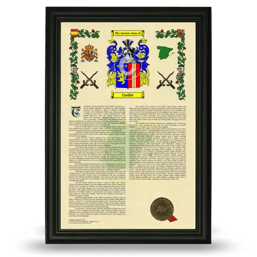 Cueller Armorial History Framed - Black
