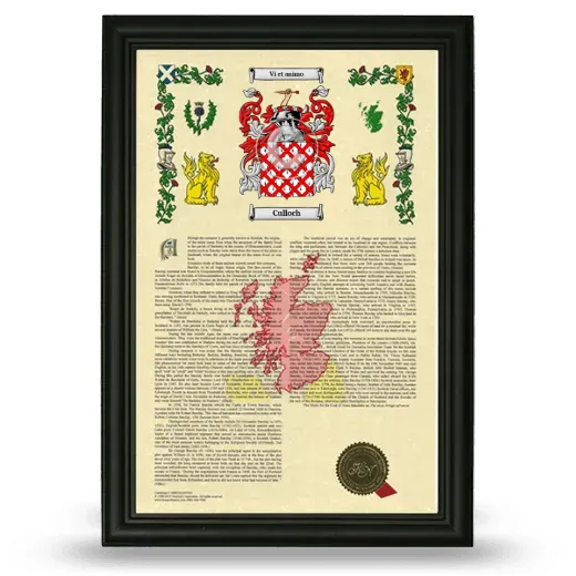 Culloch Armorial History Framed - Black