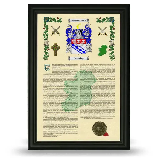 Cumiskey Armorial History Framed - Black
