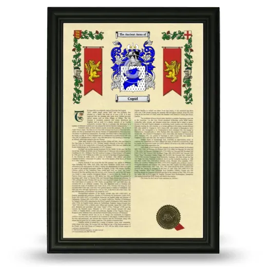Cupid Armorial History Framed - Black