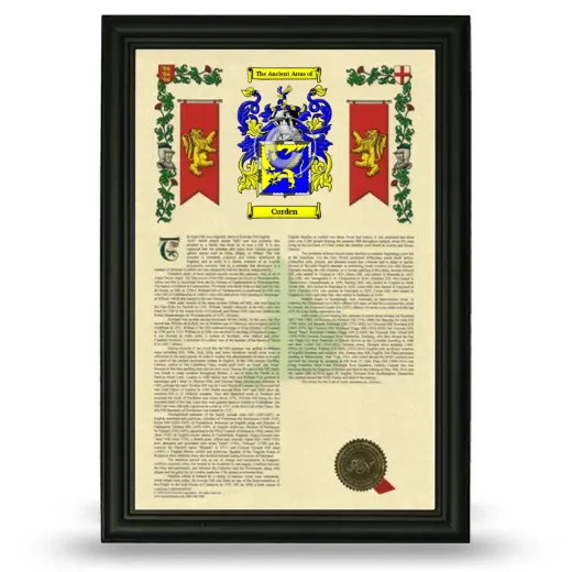 Curden Armorial History Framed - Black