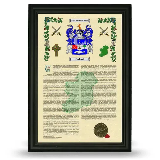 Curland Armorial History Framed - Black