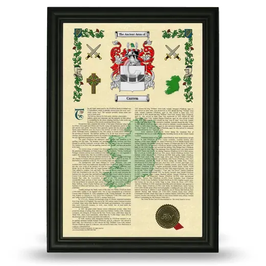 Curren Armorial History Framed - Black