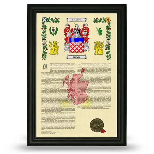 Curwen Armorial History Framed - Black