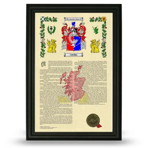 Cutchin Armorial History Framed - Black