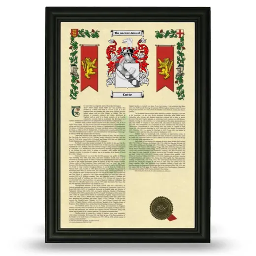 Cutte Armorial History Framed - Black