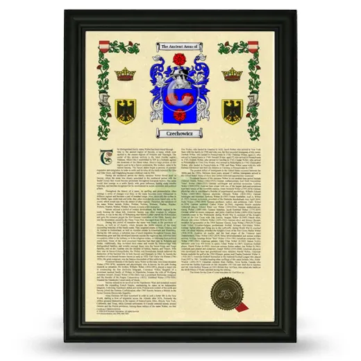 Czechowicz Armorial History Framed - Black