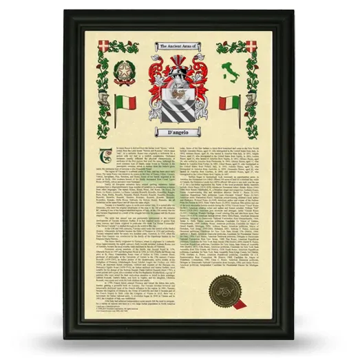 D'angelo Armorial History Framed - Black