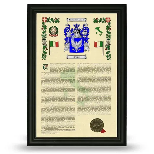 D'este Armorial History Framed - Black