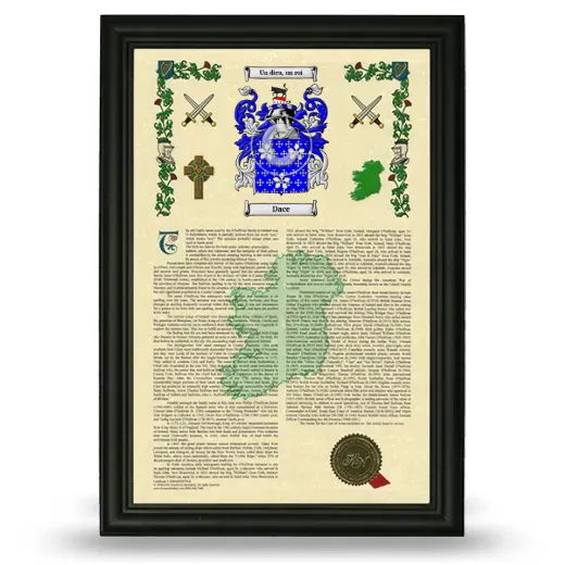 Dace Armorial History Framed - Black