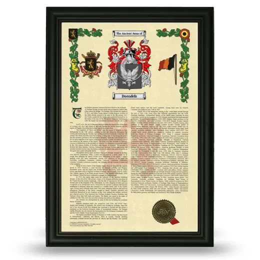 Daendels Armorial History Framed - Black