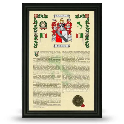 Dalla costa Armorial History Framed - Black