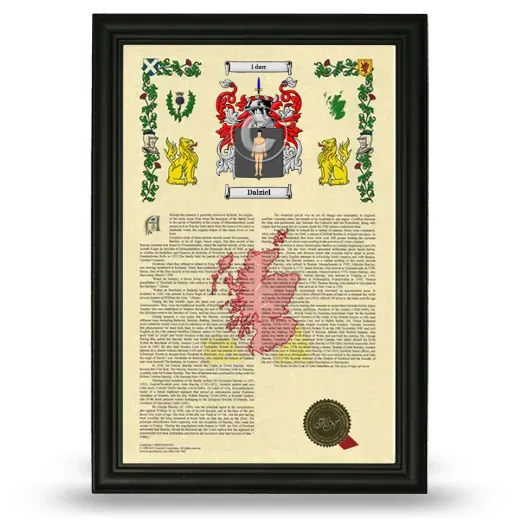 Dalziel Armorial History Framed - Black