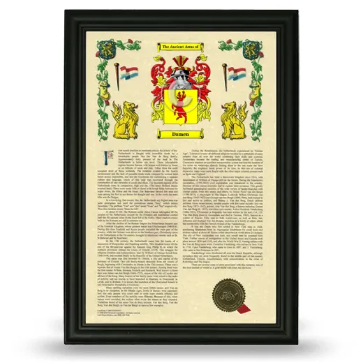 Damen Armorial History Framed - Black