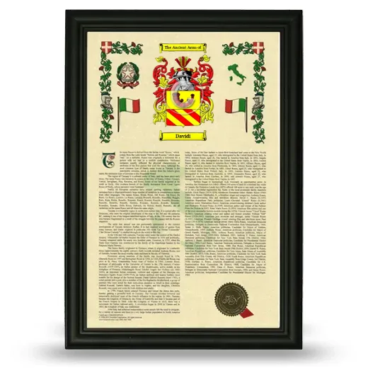 Davidi Armorial History Framed - Black