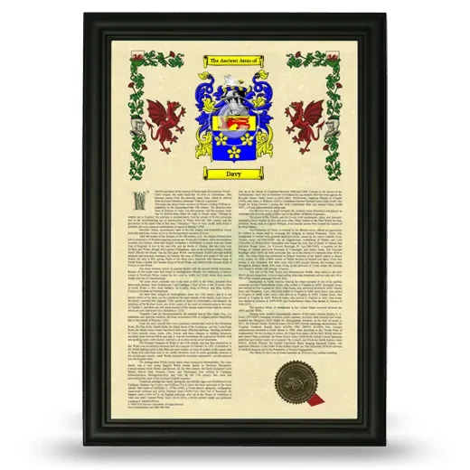 Davy Armorial History Framed - Black