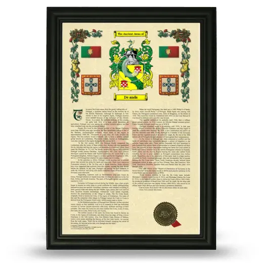 De anda Armorial History Framed - Black