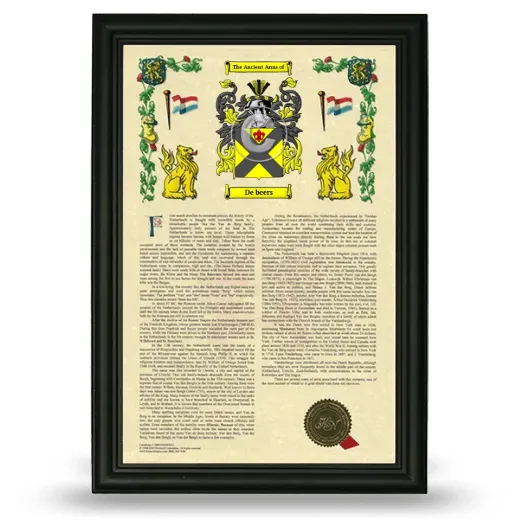 De beers Armorial History Framed - Black