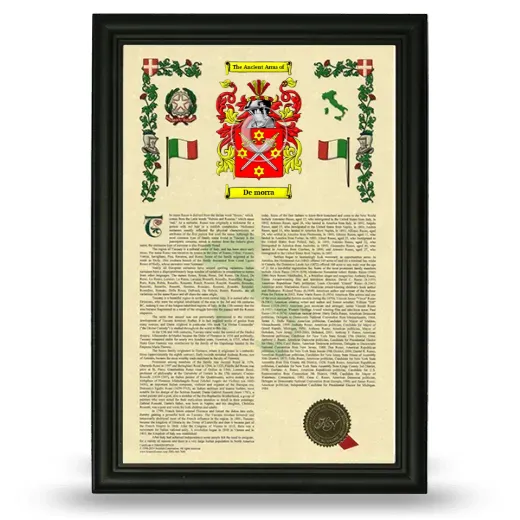 De morra Armorial History Framed - Black