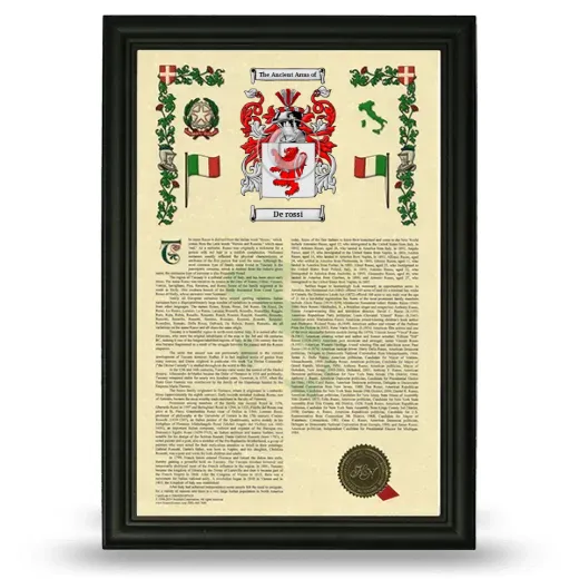 De rossi Armorial History Framed - Black