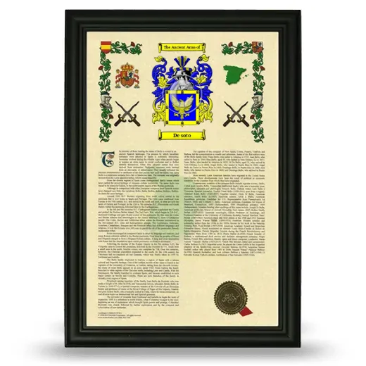 De soto Armorial History Framed - Black
