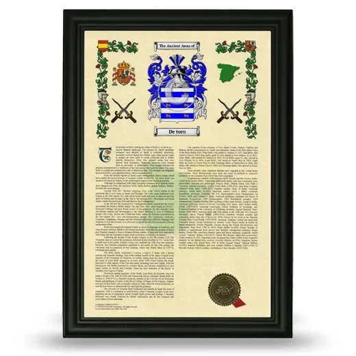 De toro Armorial History Framed - Black