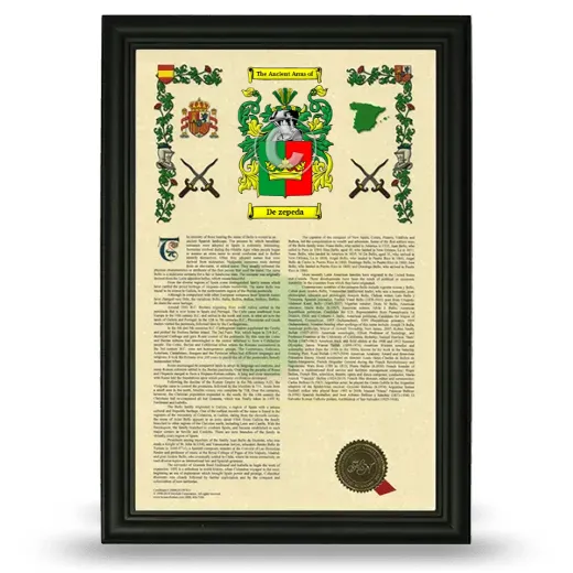 De zepeda Armorial History Framed - Black