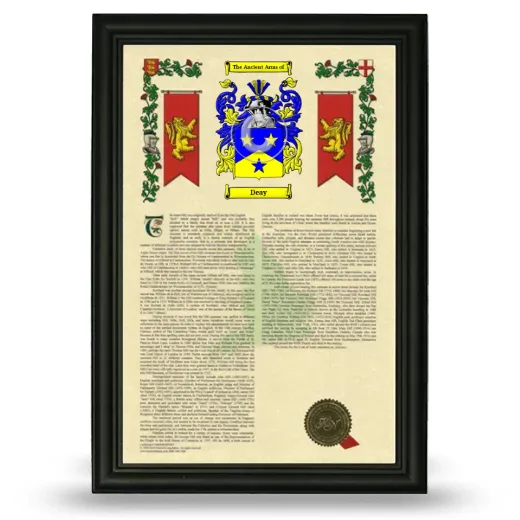 Deay Armorial History Framed - Black