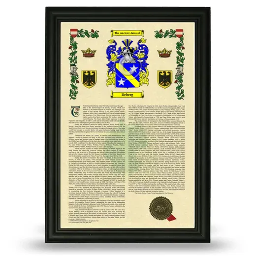 Deberg Armorial History Framed - Black