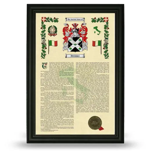 Decosmo Armorial History Framed - Black